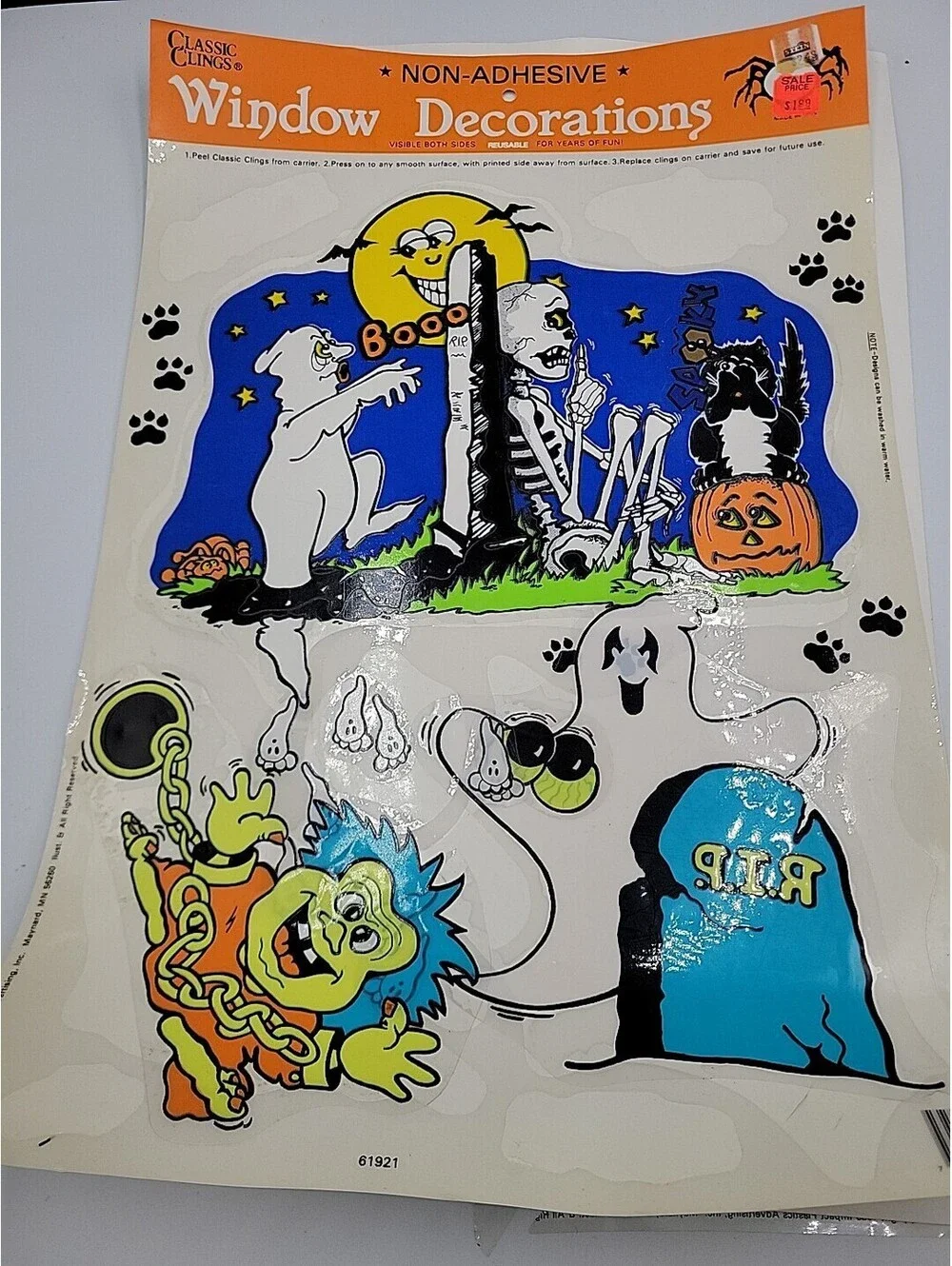 Vintage Halloween Window Clings Decorations Lot Classic Clings Pumpkins Witch Gh